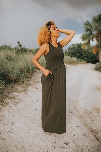 The everyday dress in olive